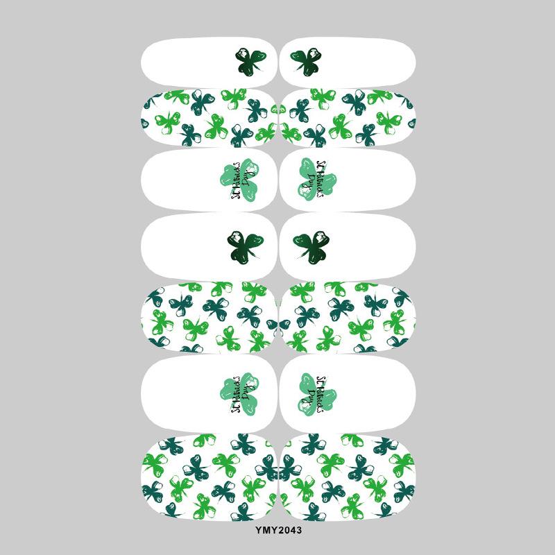 St. Patrick's Day Green Shamrock Unicorn Nail Stickers - Waterproof Full Cover