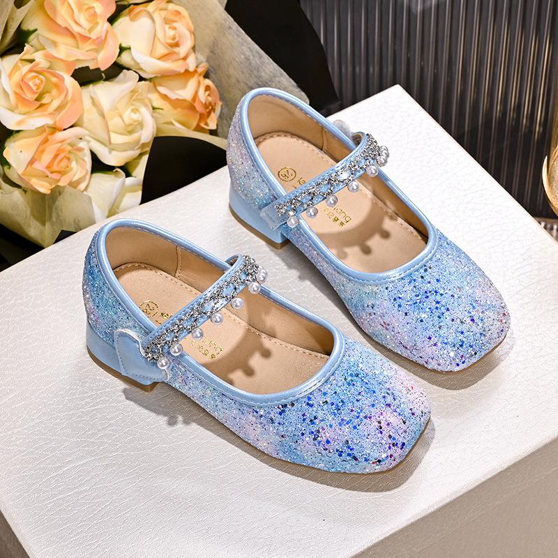 Girls' Leather shoes2026New Summer Pearl-embellished Princess Shoes, Girls' Single Shoes, Dance Shoes, and Crystal Shoes for Parties