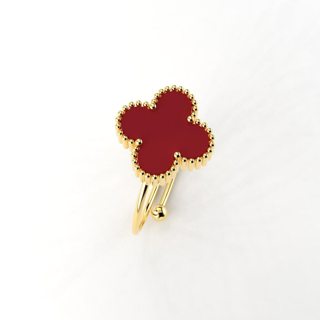 Petal Four-leaf Clover Titanium Steel Mother-of-pearl Ring Female Adjustable Finger Ring Niche Small Fresh Small Design Index Finger Ring