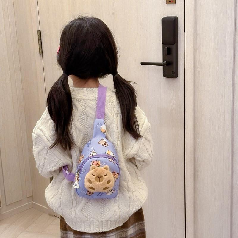 Capybara Plush Printed Shoulder Crossbody Chest Bag Children Leisure Outdoor