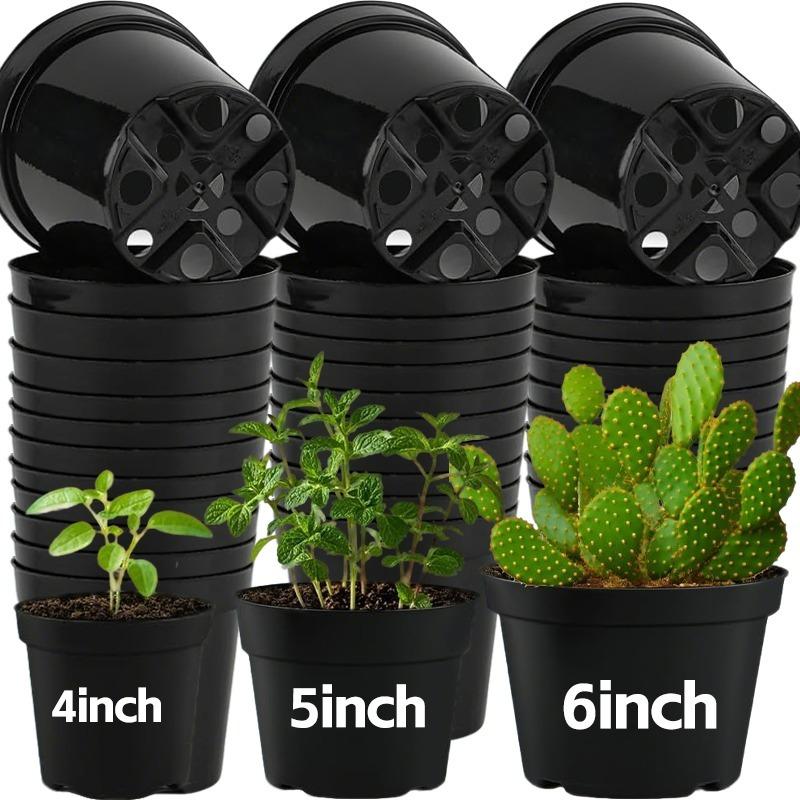10PCS Black Plant Nursery Pots with Drainage Holes Home Indoor Outdoor Balcony Garden Planting Flower Pots Plastic Grow Boxes