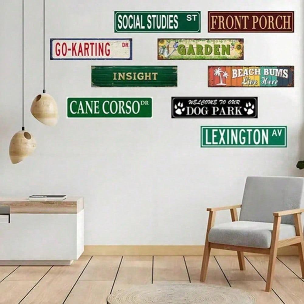 Retro Metal Candy Cane Lane Sign 15.7x3.9 Inch, Vintage Pink Gold Wall Decor for Home, Pre-Drilled Holes