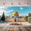 VIKAMA Jerusalem Islamic Architecture Background Cloth Religious Celebration Decoration Cloth Muslim Photography Props Tapestry