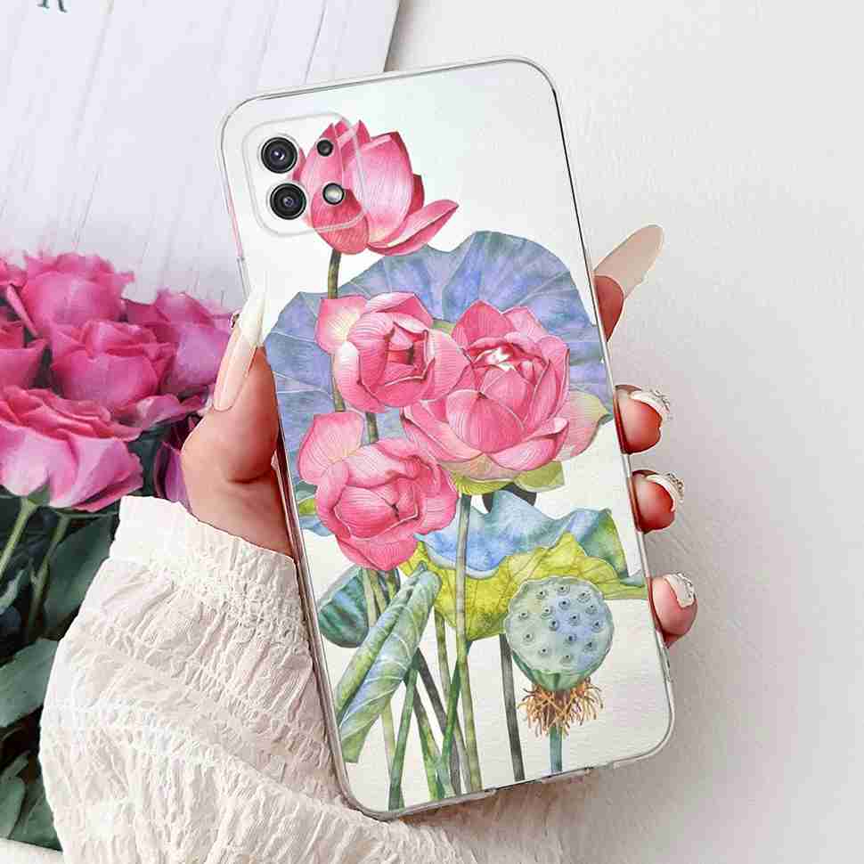 For Samsung Galaxy A22 5G Case SM-A226B Fashion Flower Bear Soft Silicone Cover For Samsung A22 A22 SM-A226BRN 6.6" Phone Casing