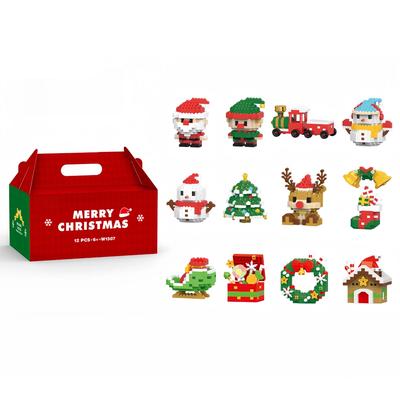Christmas Gifts Micro Mini Building Blocks Set Santa Claus Christmas Tree Reindeer Snowman Train Assembling Toy Holiday Present