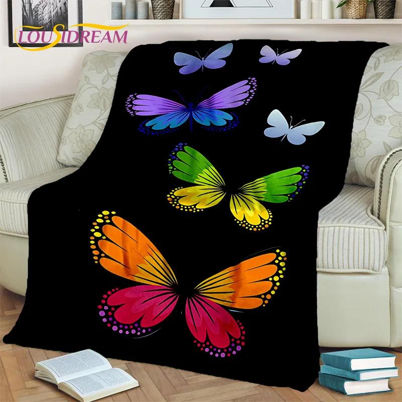 Dream Butterfly Flower Cartoon Blanket,Soft Throw Blanket for Home Bedroom Bed Sofa Picnic Travel Office Rest Nap Cover Blanket