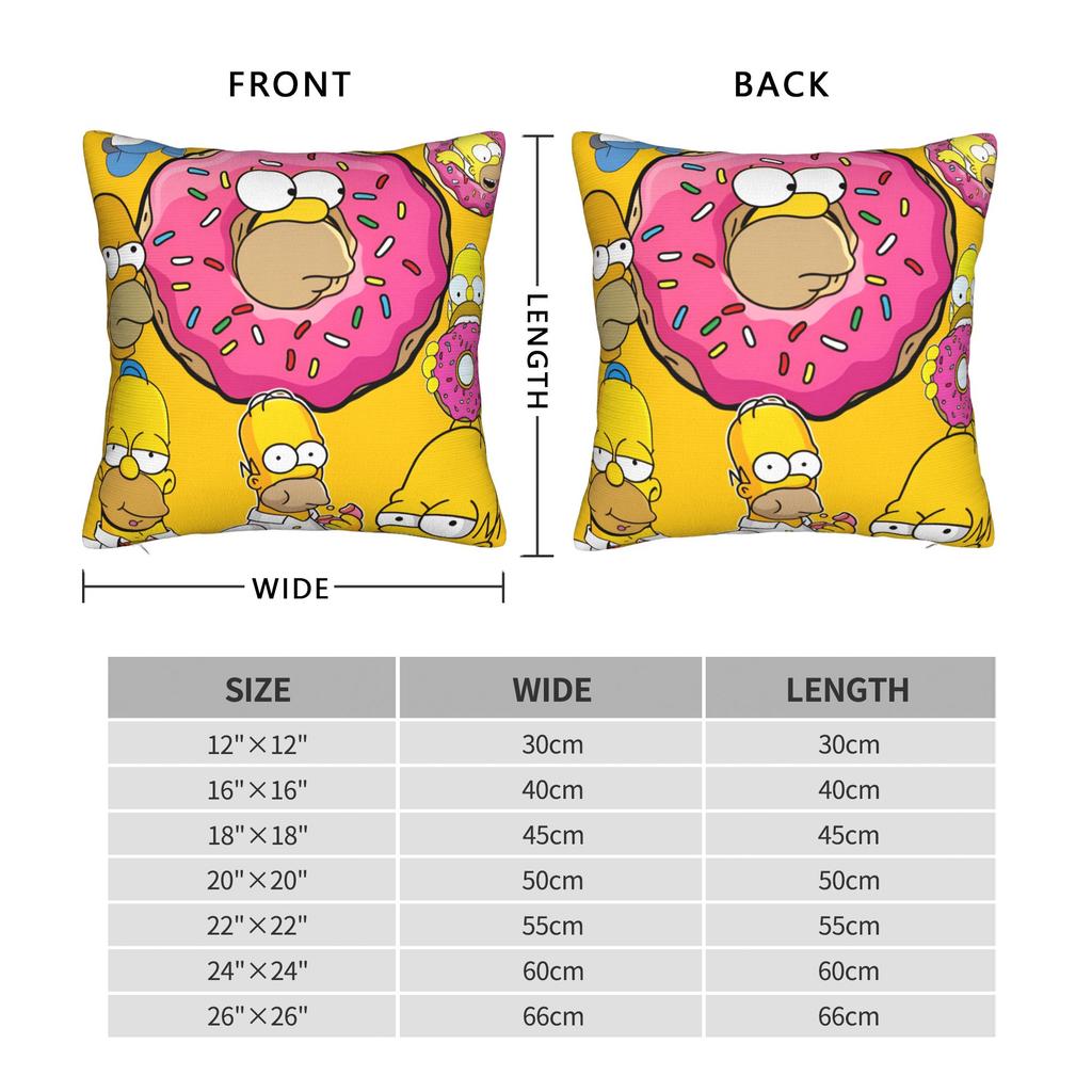 Funny S-Simpsons Donut Theme Collection Pillow Case Design Pillow Cover For Sofa Bedroom Home Decor Cute Funny Pillowcases