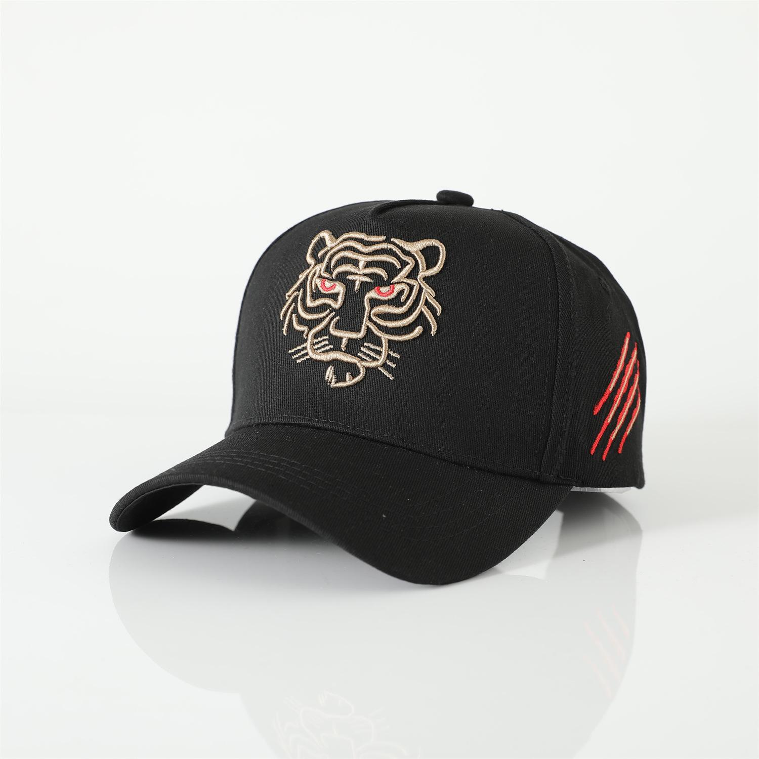 Unisex Baumwoll-Baseballkappe mit Tiger-Stickerei für Herren und Damen Hip-Hop-Hut Freizeit-Trucker-Kappen Outdoor verstellbare Snapback-Hüte Gorras Adjustable gold
