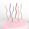 6Pcs Curved Cake Candles Birthday Baby Shower Gender Reveal Cupcake Decorating Candle Toppers Wedding Party Decorative Supplies