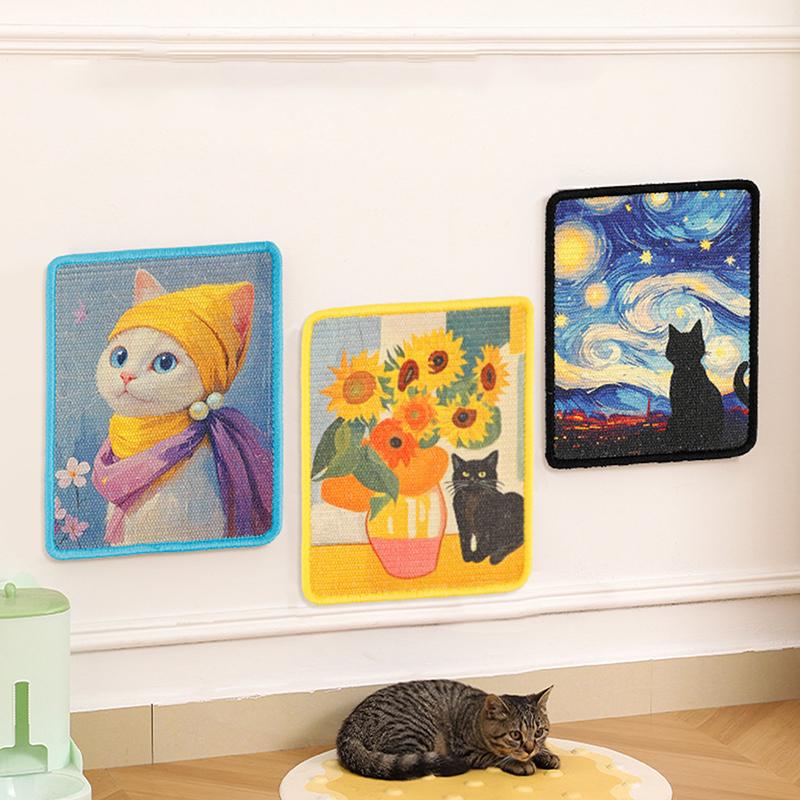Tiragraffi da Parete Resistente Bordi Cuciti Tessuto Morbido Per Spazio Gioco Artigliamento Interno Design Salvaspazio Per Gatto