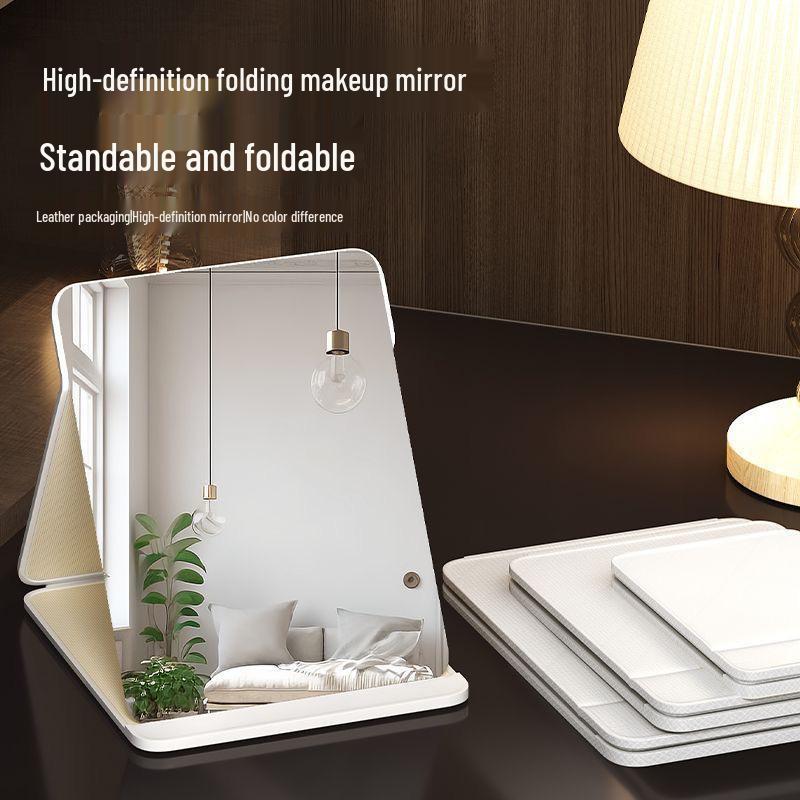 Foldable Full-Screen Desktop Makeup Mirror for Dorms and Travel