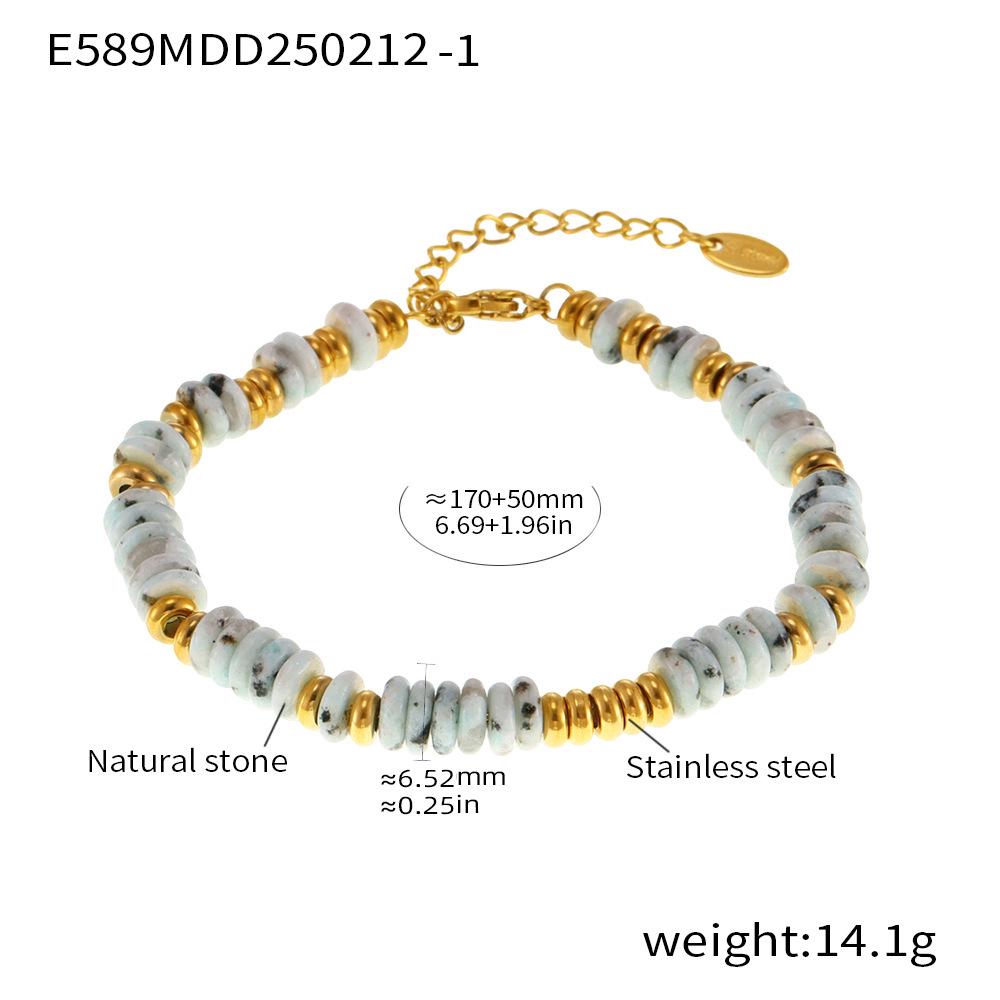 Qiong Yao Abacus Bracelet: Fashionable 18K Gold-Plated Titanium Steel, Elegant Natural Stone Beads for Women