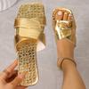 Flat-bottomed Slippers Square-toed Casual One-line Flip-flops and Trade Shoes