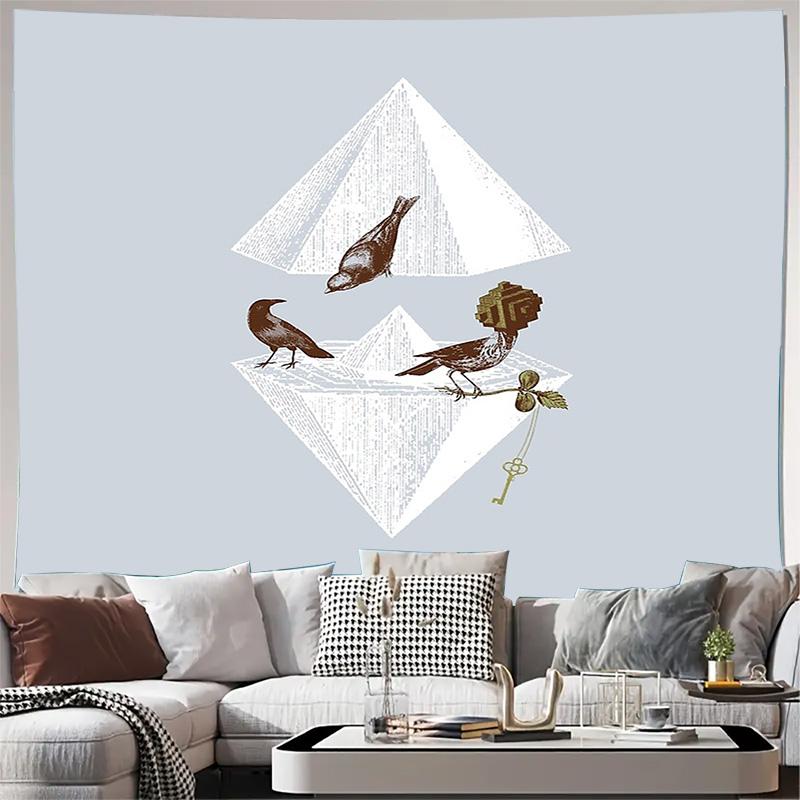 Vintage Bird Tapestry Wall Hanging Botanical Nature Decor Aesthetic Room Divider Gothic Home Textile Medieval Wall Art Dark Acad 74x94cm(29x37in)