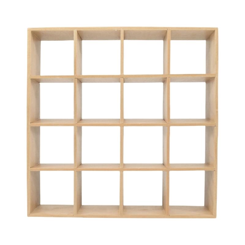 Sturdy Wood Materials Miniature Furniture Display Storage Shelf With 16 Compartments for Easy Dollhouses Organization