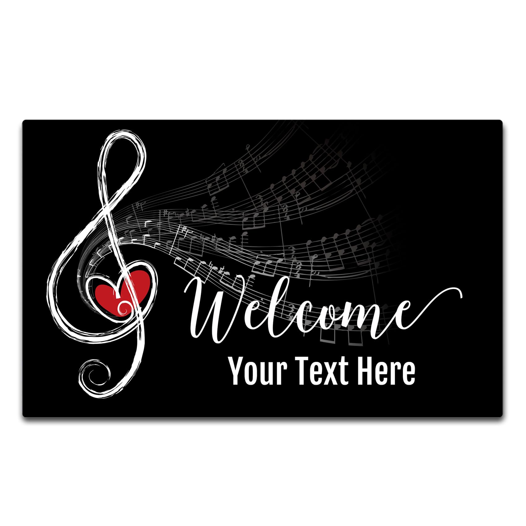 Muzikale Noot Deurmat Gepersonaliseerde Naam Tekst Deurmat Antislip Rubberen Achterkant Vloermat Buiten Entree Decoratief Tapijt 24x16 Inch
