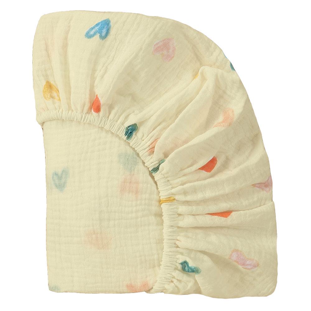Baby Pure Cotton Double Layer Gauze Crinkle Fitted Sheet Bed Cover