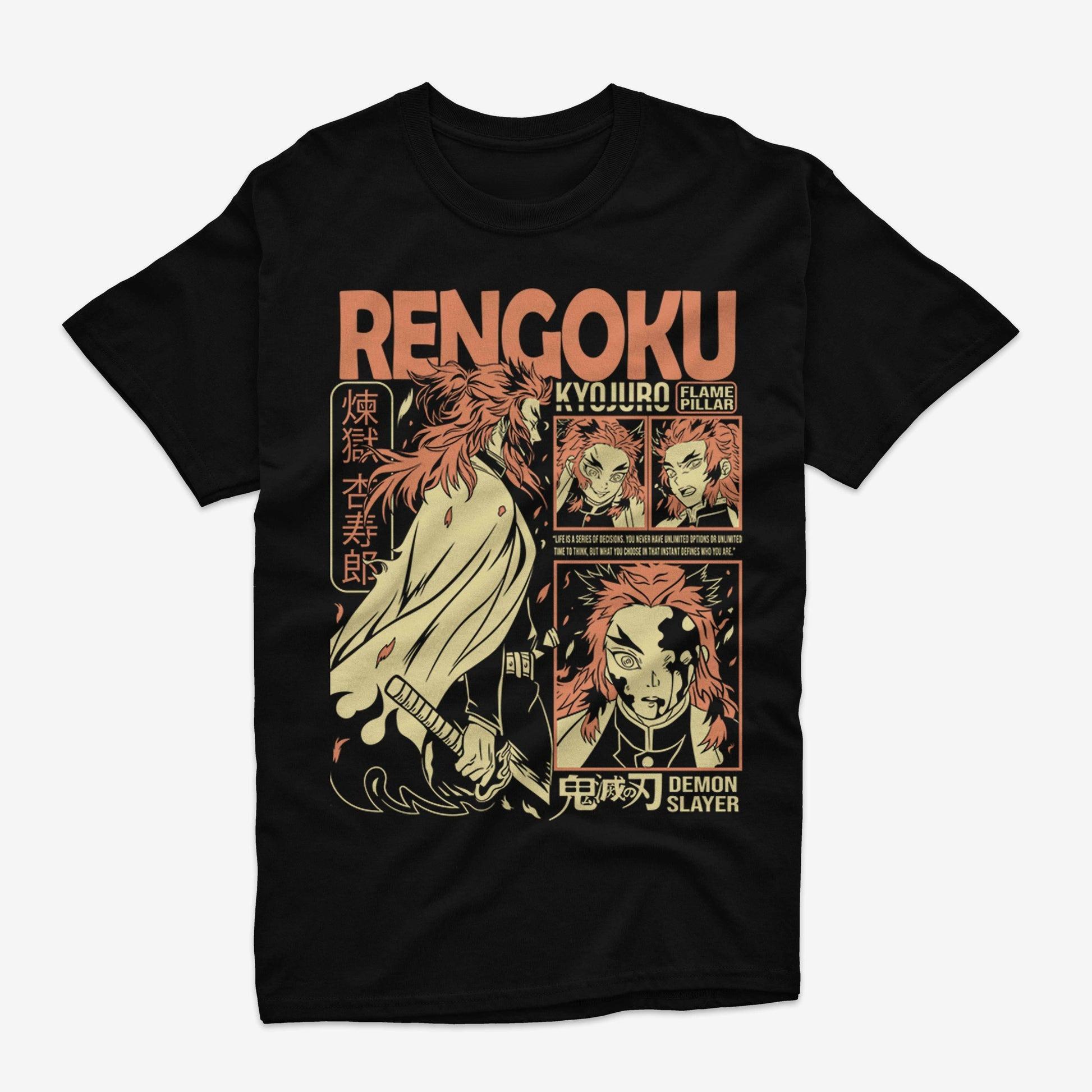 

Demon Slayer Kyojuro Rengoku Flame Pillar Anime Graphic T Shirt Manga Streetwear Cotton Oversized Tee S разноцветный