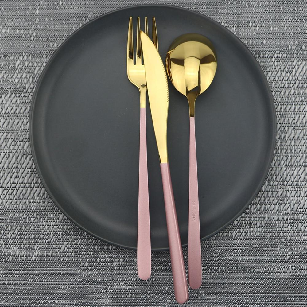 Sada nádobí z růžového zlata Sada nožů, lžíce a vidličky Sada kuchyňského příboru z nerezové oceli Restaurace Cestování Camping Příslušenství