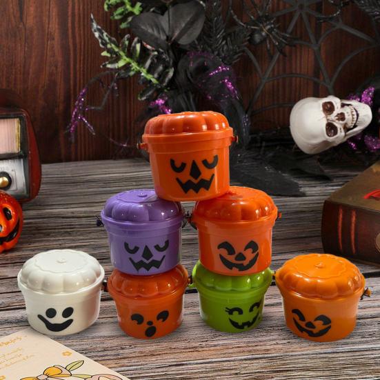 2 Pcs Halloween Boo Buckets Plastic Pumpkin Pails with Handle Portable Small Candy Bowls for Kids Trick or Treat Halloween Party Favors