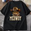 Cat Lover Casual Short Sleeve Tshirt Vintage Western Cowboy Cat Graphic T Shirts Unisex Cat Owner Country Western Casual Tee