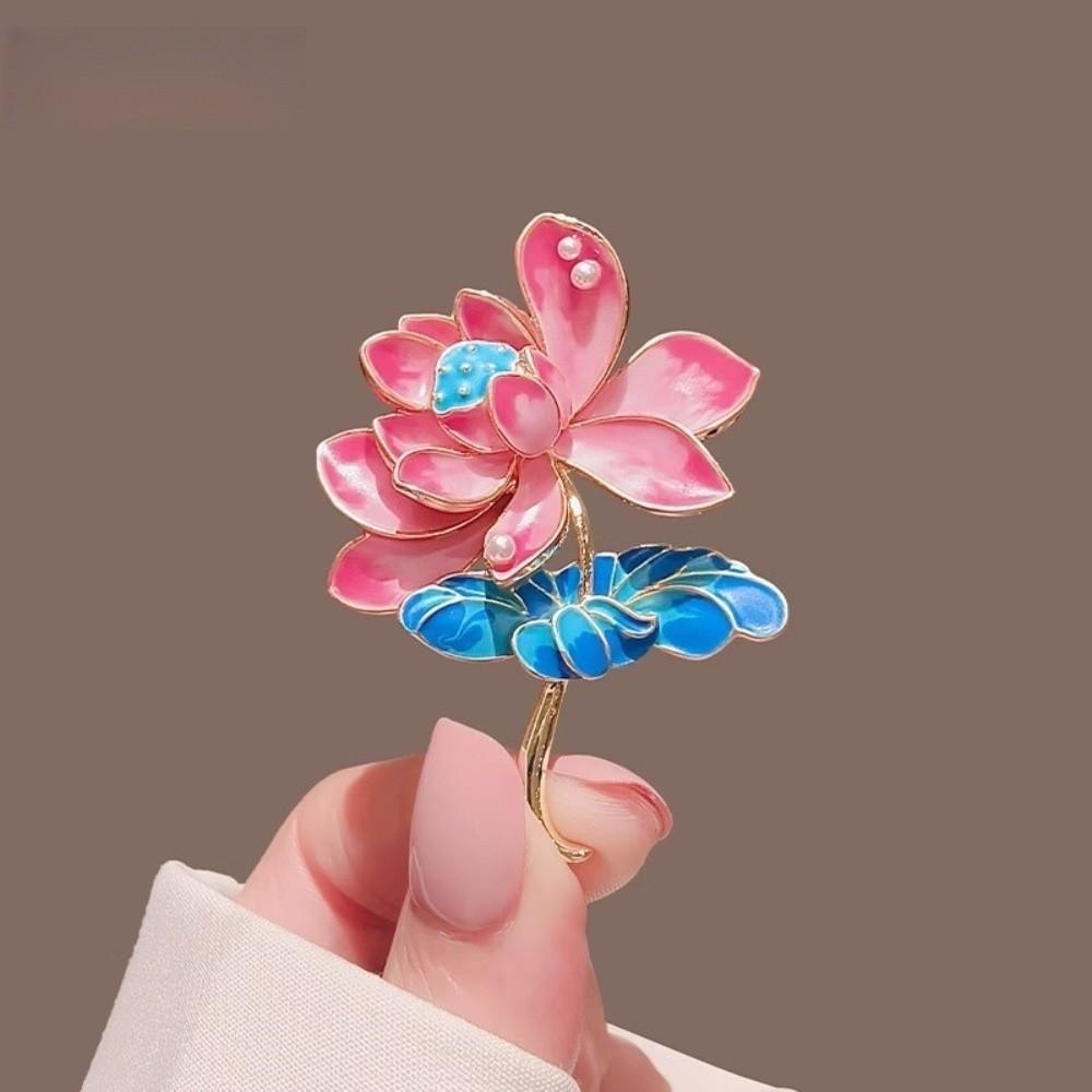 Elegant Flower Enamel Brooches Vintage Lapel Pin New Lotus Brooch for Women  Cloth Accessories