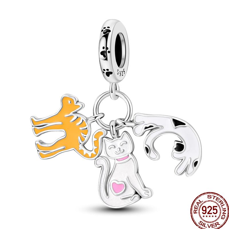 100% Copper Cute Pet Animal Owl Cute Puppy Pink Kitten Charm Beads Suitable For 3Mm Original Bracelet Diy