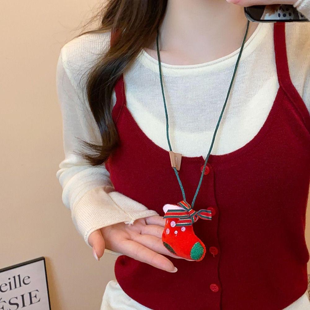 Snowman Christmas Necklace Santa Claus Long Necklace Fashion Sweater Chain Pendant Girl