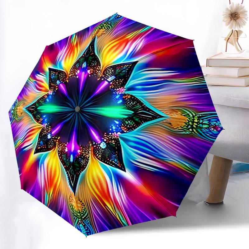 

1pc Kaleidoscope Artwork Automatic Folding Umbrella - 8-Rib Durable Iron Frame, Compact Portable for Daily Travel yy251205058