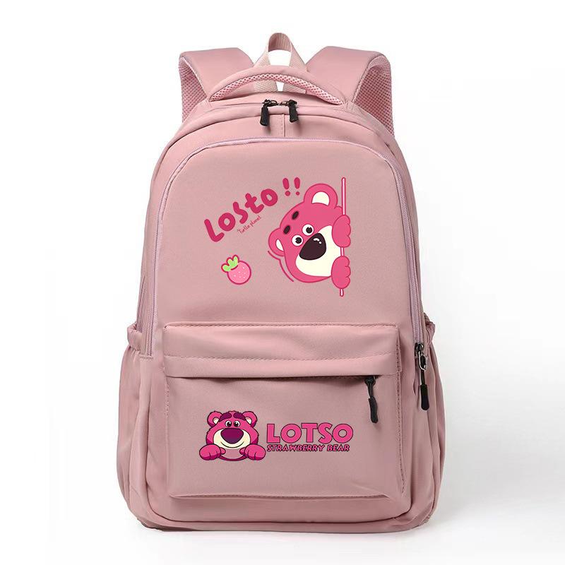 New LOSTO Strawberry Bear Printed Cartoon High-value Primary School Schoolbag Ultra-light Decompression Large Capacity