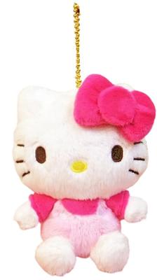 Nakajima Corporation Howahowa Hello Kitty MC Pink Plush Mascot Keychain with Ball Chain H10.5xW9xD6cm 143044-20