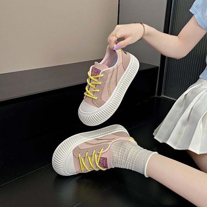 Fashion CRLAYDK Calssic Womens Big Toe Fashion Sneakers Skate Leather Walking Anti Slip Lace Up Trainer Shoes Ladies Sports Tennis