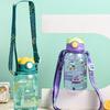 Cute Kids Water Bottle With Straw BPA Leakproof Outdoor Portable Children's Cups School Water Bottle Cartoon Anime Student Strap Water Cup