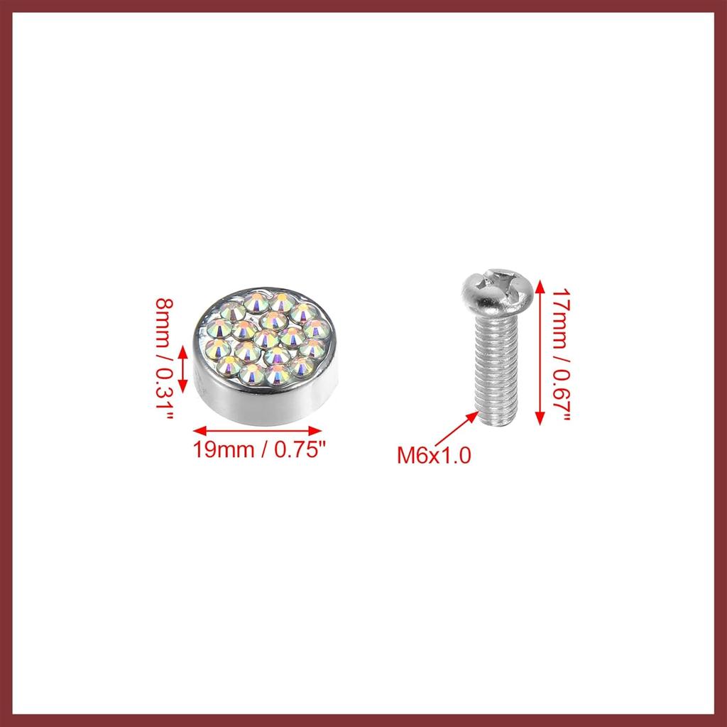 1 Set Bling Car License Plate Fasteners Screws Caps Covers Multicolor Universal Rhinestone License Plate Bolt Cap Plastic Washer Replace Parts