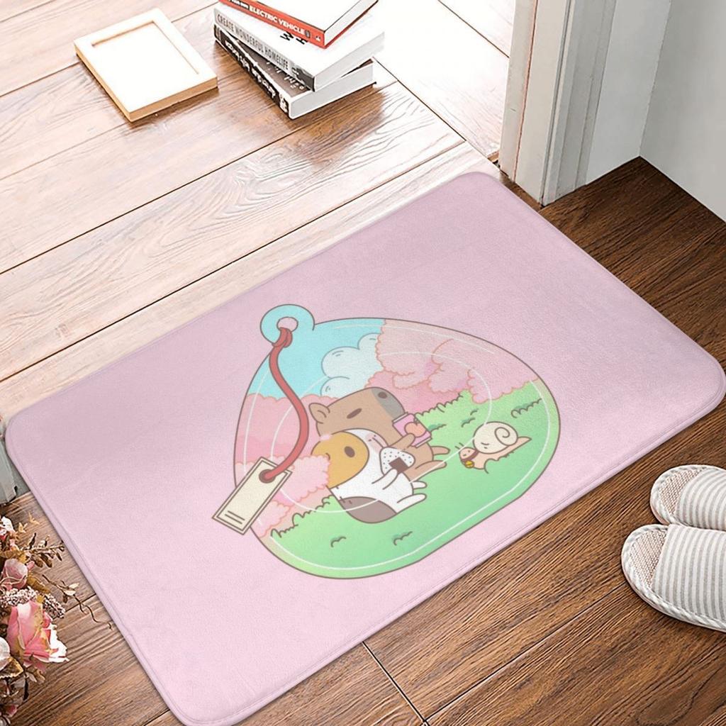 Guinea Pig with Flowers Green Grass Door Mat Bathroom Kitchen Balcony Carpet Decoration Floor Carpet Door Mat Anti-Slip Mat