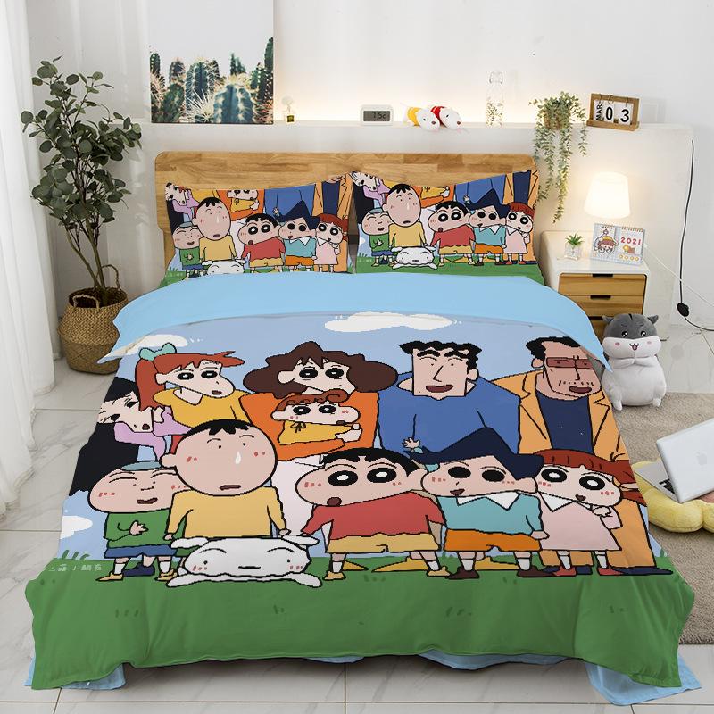 New Style C-Crayon Shin-Chan Bedding Sets Shin-Chan Duvet Cover Bed Set Quilt Cover Pillowcase Kids Adult Single/Double/Queen