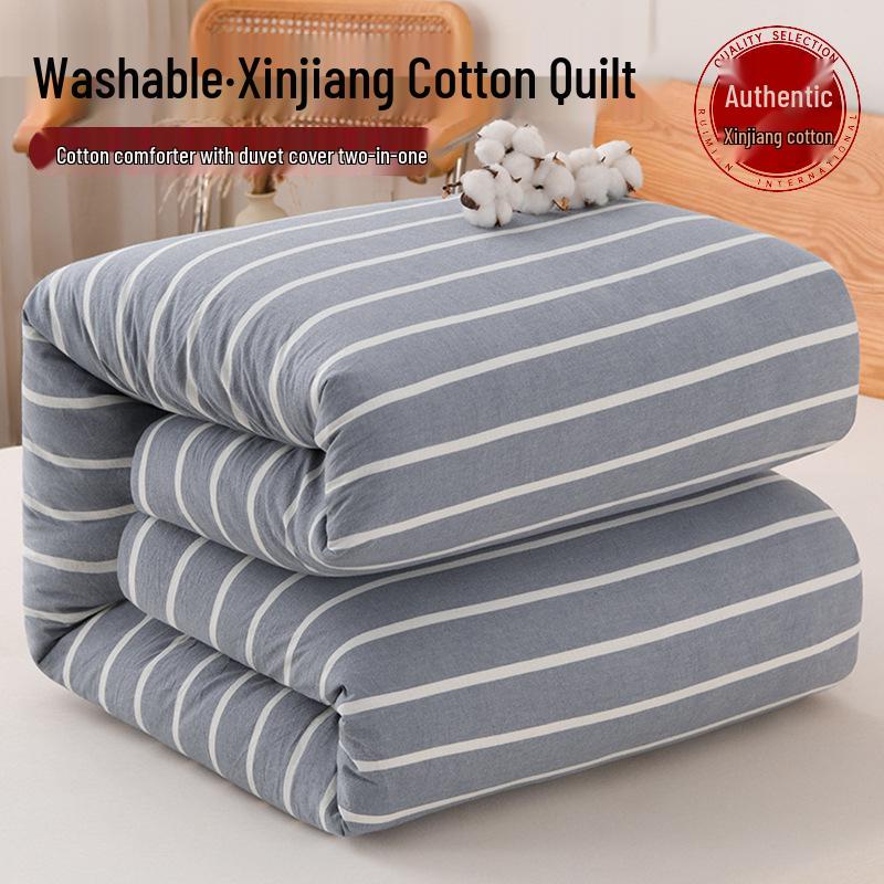 Kołdra z bawełny Xinjiang - Gruba, zdejmowana i zmywalna do akademików i łóżek pojedynczych, idealna na zimę, wiosnę i jesień.