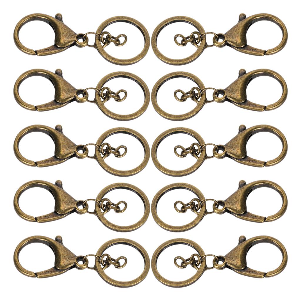 10Pcs Key Chain Plating Non Fading Simple Keychain Bag Buckle Lobster Clasp Hook(Antique Brass )
