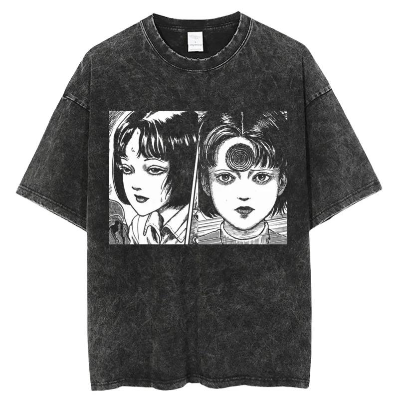 

Junji Ito Tomie Horror Manga Vintage Washed Oversized T-Shirt | Unisex Horror Anime Streetwear Tee L слонова кістка