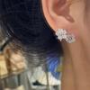 Elegant Zirconia Double Flower Stud Earrings for Women - Simple, Versatile, High-End Design