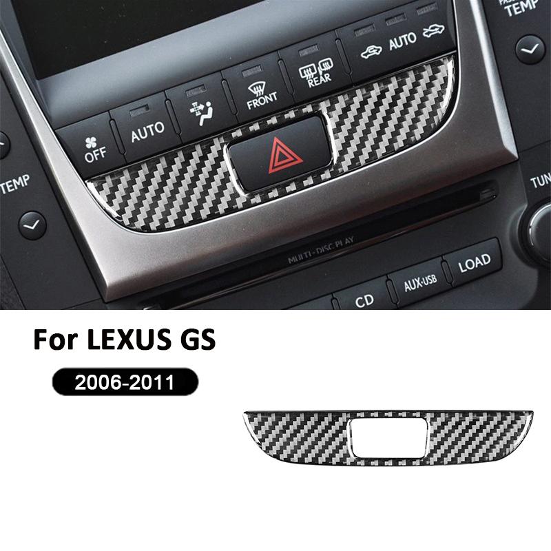 Carbon Fiber Car Emergency Warning Light Switch Button Trim Frame Decoration Sticker For LEXUS GS 2006-2011 Interior Accessories