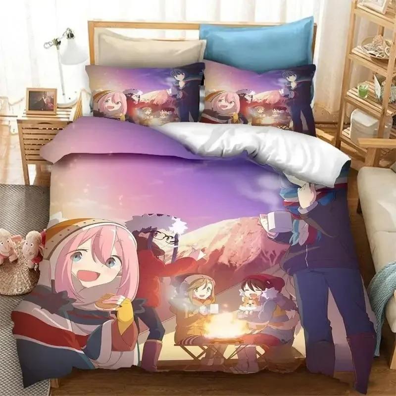 3D Print  Anime Yuru Camp Bedding Set Printed Duvet Cover Pillowcase Single Double Queen Super King Size Sets