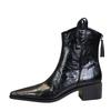 Designer Punk Vintage Pointed Toe Women Ankle Boots Autumn Winter Zipper Shoes Fashion Square Heel