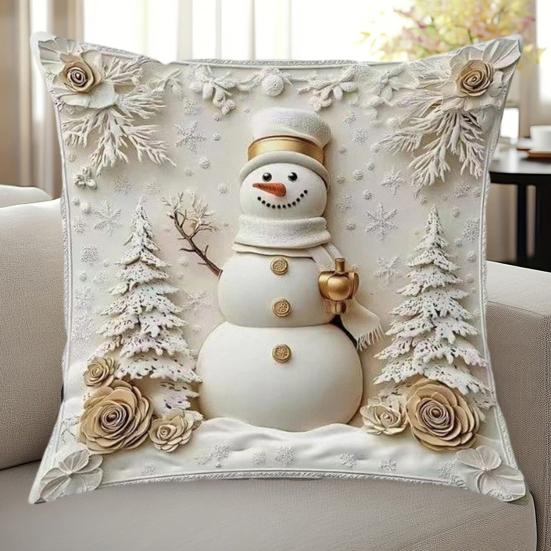 1/4Pcs 45x45CM Christmas Linen Throw Pillow Cover Santa Claus Snowman Reindeer Xmas Tree Pillow Case Living Room Bedroom Sofa Bed Square Cushion Cover