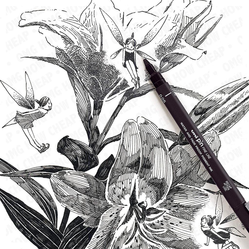 uni-ball PIN-200 0.5 mm Fineliner Drawing Pen Black Ink Pack of 3 for Office, Home & Art Use