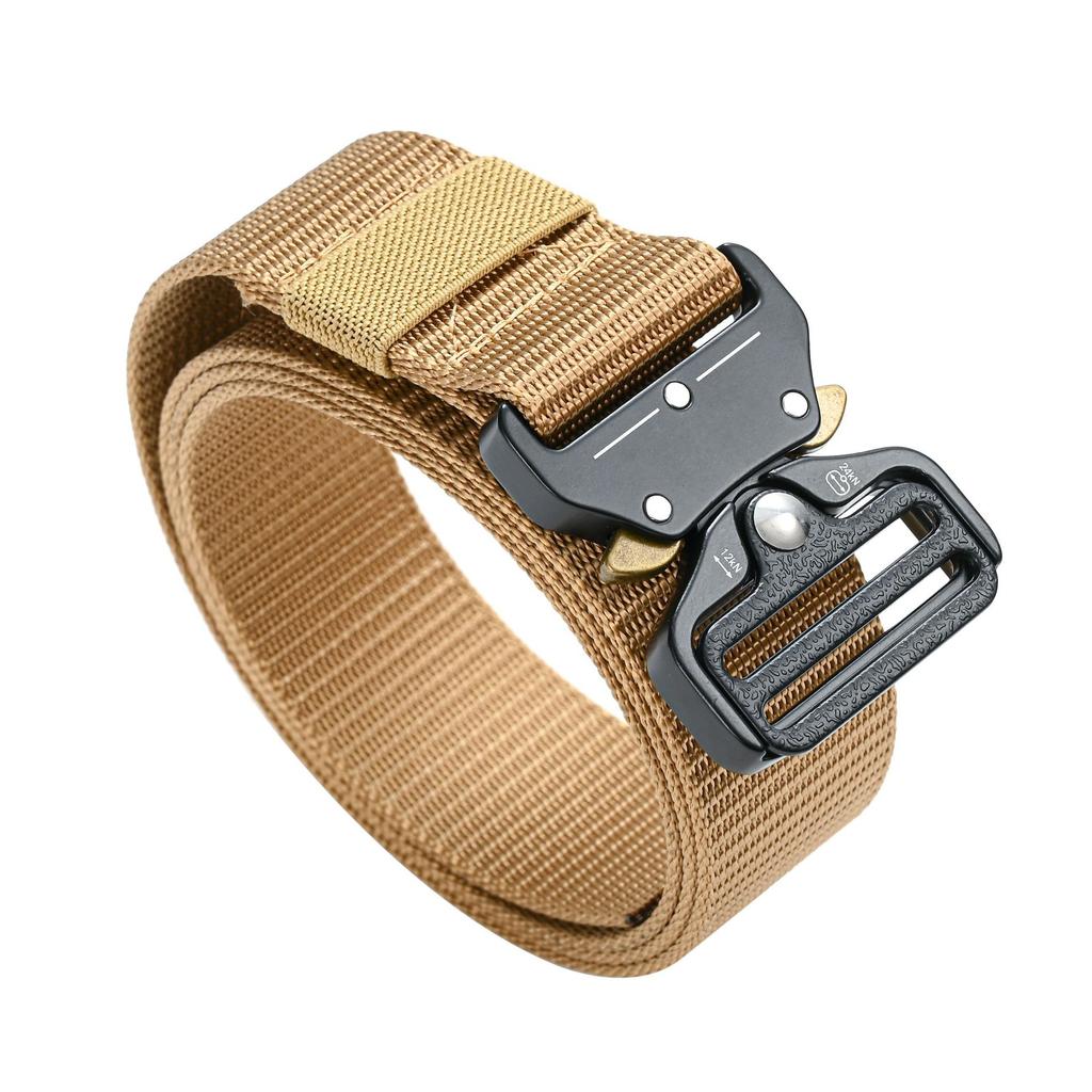 Men's Casual Sports Canvas Belt Outdoor Nylon Belt Trouser Belt Insert Buckle Spring Buckle Thickening