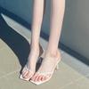 Fashion White Black High Heels Stiletto Heel Open Toe 2024 Summer New Clamp Toe Strap Sandals Transparent Sandals for Women Sexy Simple