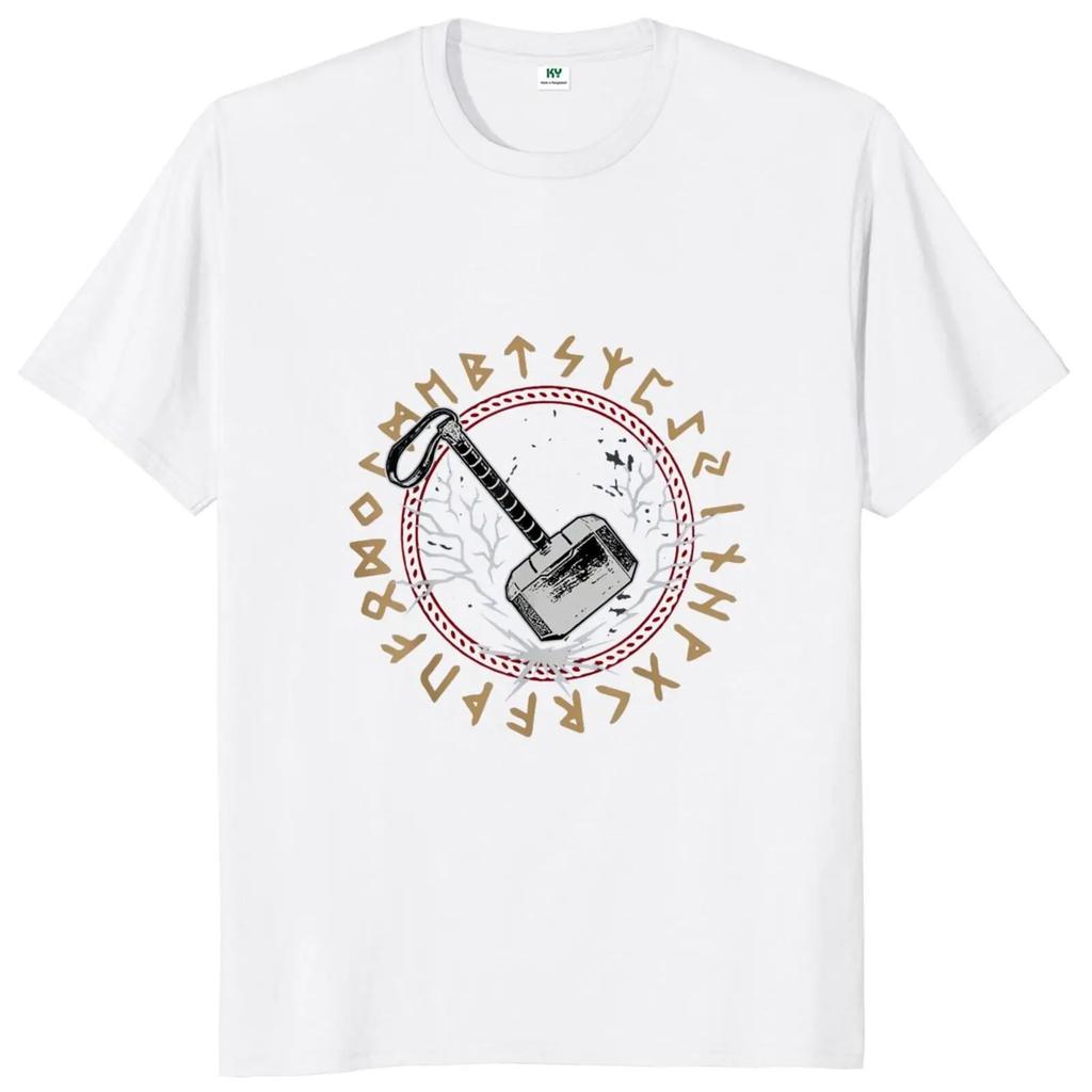 Thor Viking Hammer T Shirt Norse Mythology Design Novelty Tee Shirt 100% Cotton Short Sleeve Casual Homme Camiseta EU Size