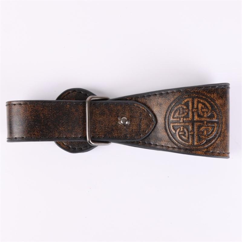Historical Reenactment PU Leather Belt Buckle With Antique Finish For Cosplay Event And Theme Parties