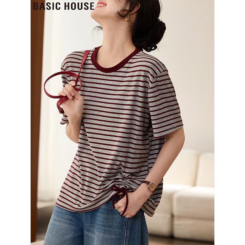 Basic House Women s Color Block Stripe Loose T-shirt L